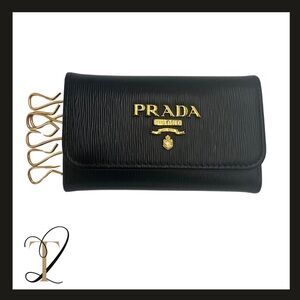 Prada Black Saffiano Leather Key Holder